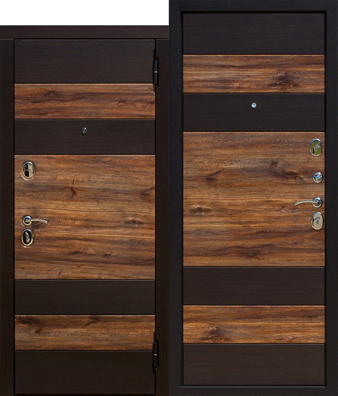 Дверь металлическая входная 9,5 см ОКСФОРД Венге темный /Дуб бомонд лофт